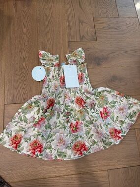 Hill House Cream Floral Dress with Red & Pink Blooms - The Tiny Ellie Nap Dress
